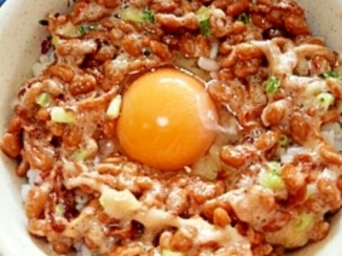 納豆の食べ方-生玉子＆切干大根♪